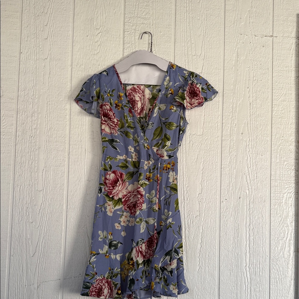 Xhilaration Floral Mini Dress in Blue and Pink